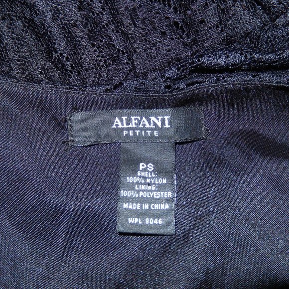 New Alfani Petite Small PS Black Lace V Neck Batwing Blouson Dress from Macy's - Picture 8 of 9